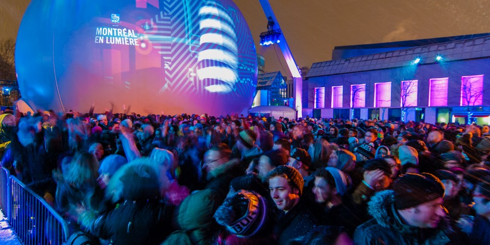Crowds at Midnight the Quartier des Spectacles