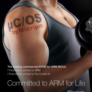 This magazine ad illustrates dramatically that Micrium is committed to developing software for ARM microprocessors.