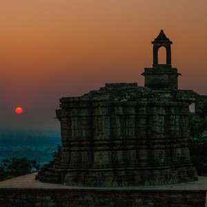 Sunset over the city of Chittorgarh, Rajasthan, India in November 2009.