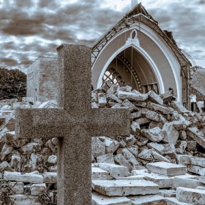 The ruin of the Notre-Dame-De-La-Paix church in Verdun, which was demolished in 2014.