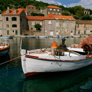 An idyllic fishing village on an island off the shore of Dubrovnik, Croatia.